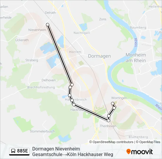 885E Bus Line Map