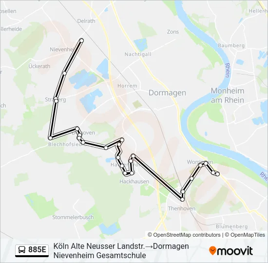885E Bus Line Map