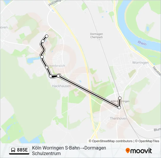 Buslinie 885E Karte