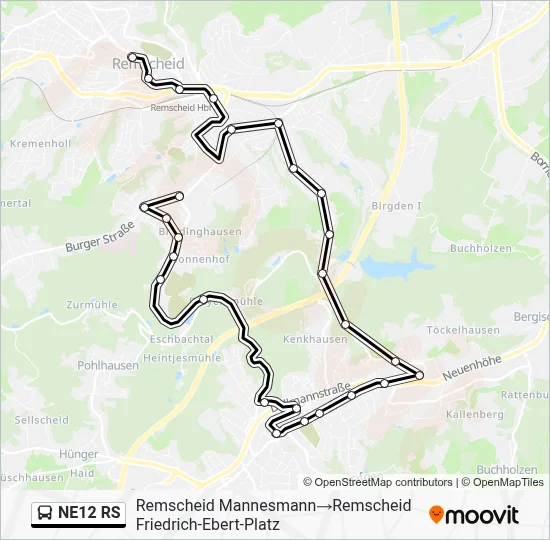 NE12 RS Bus Line Map