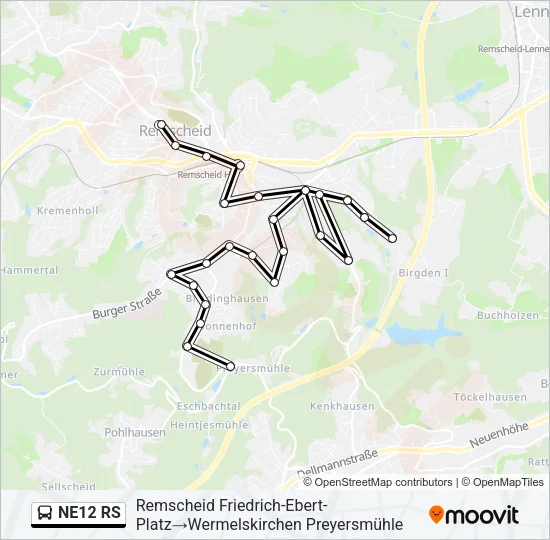 NE12 RS Bus Line Map