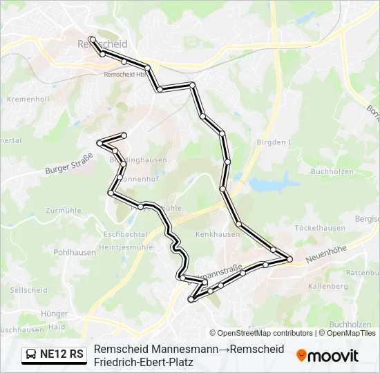 NE12 RS Bus Line Map