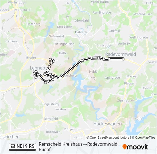 Автобус NE19 RS: карта маршрута