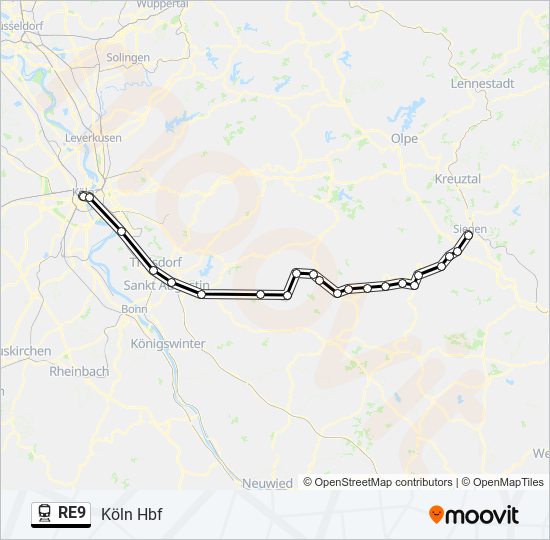 RE9 train Line Map