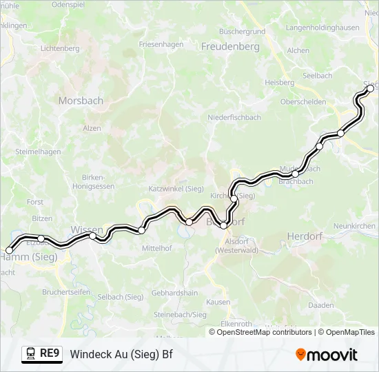 RE9 Train Line Map