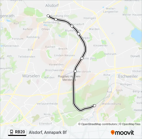 Bahnlinie RB20 Karte