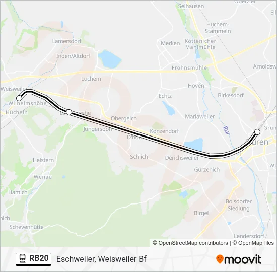 Bahnlinie RB20 Karte