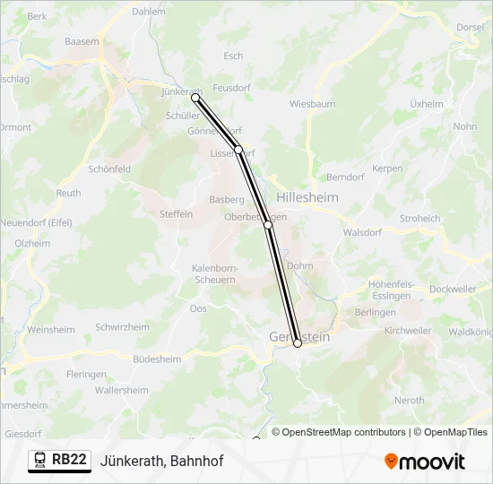 Bahnlinie RB22 Karte