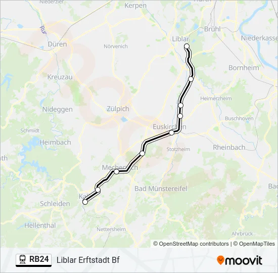 Поезд RB24: карта маршрута