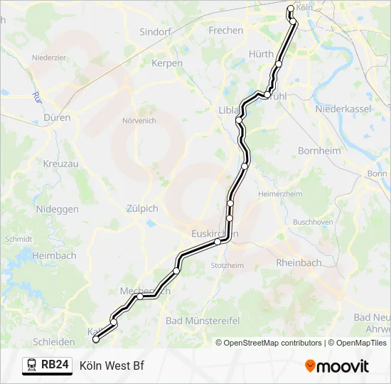 Поезд RB24: карта маршрута