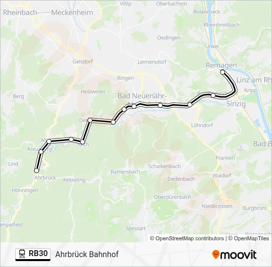 Bahnlinie RB30 Karte