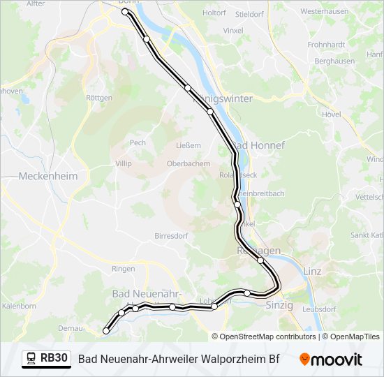 Bahnlinie RB30 Karte