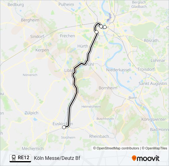 Поезд RE12: карта маршрута