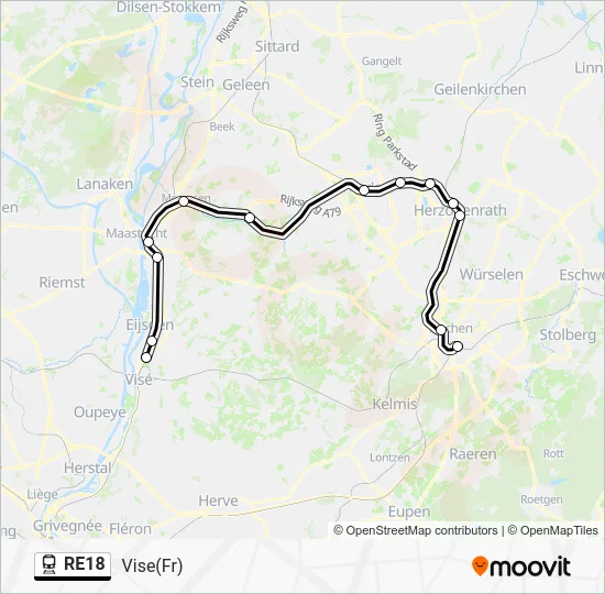 Поезд RE18: карта маршрута