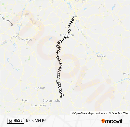 RE22 Train Line Map