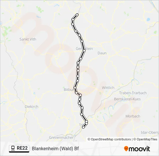 RE22 Train Line Map