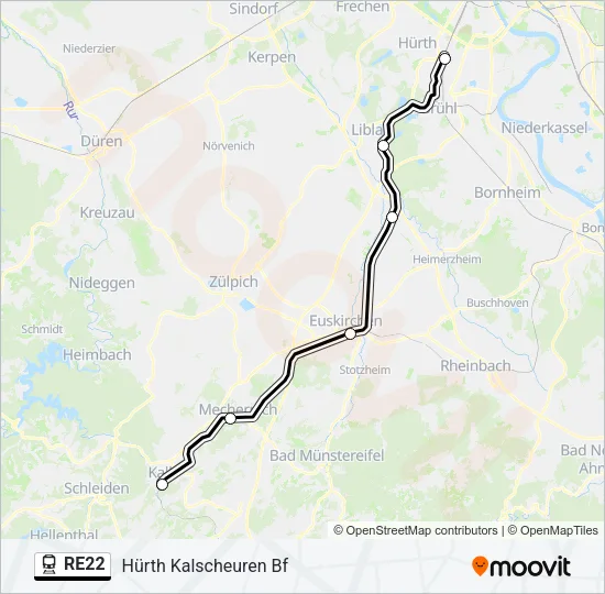 RE22 Train Line Map