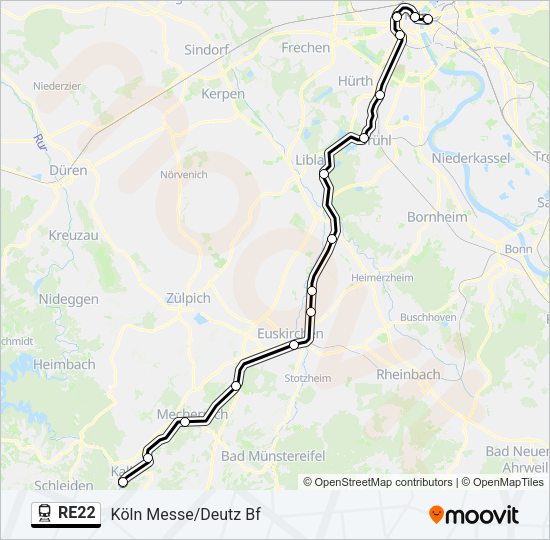 RE22 Train Line Map