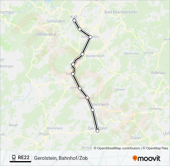 RE22 Train Line Map