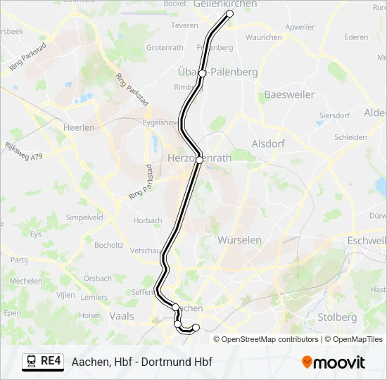 Bahnlinie RE4 Karte