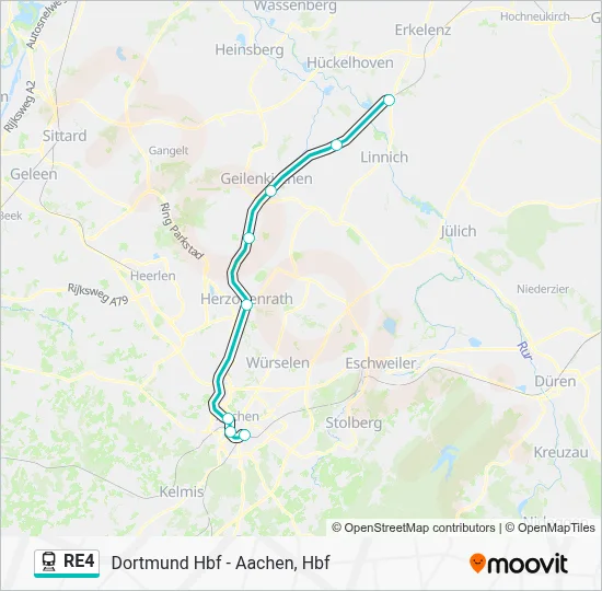 Bahnlinie RE4 Karte