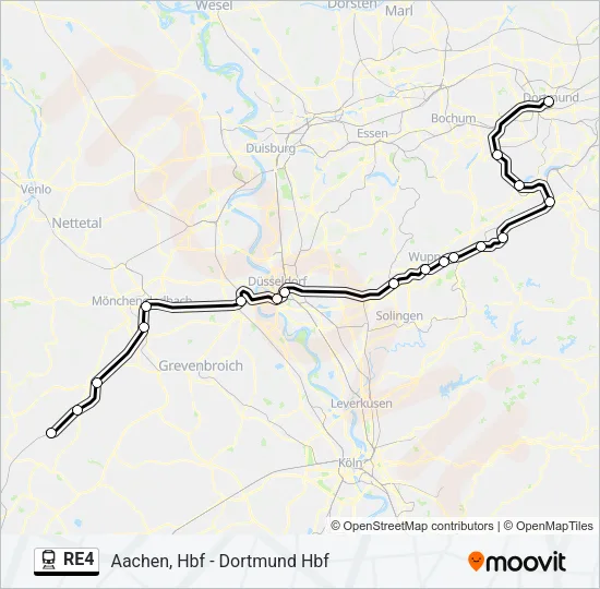 Bahnlinie RE4 Karte