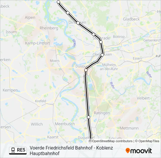 Поезд RE5: карта маршрута