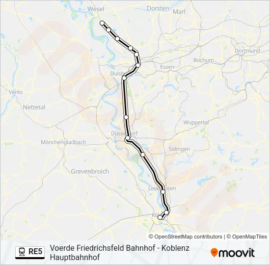 Поезд RE5: карта маршрута