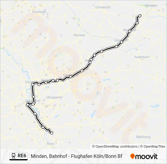 Поезд RE6: карта маршрута