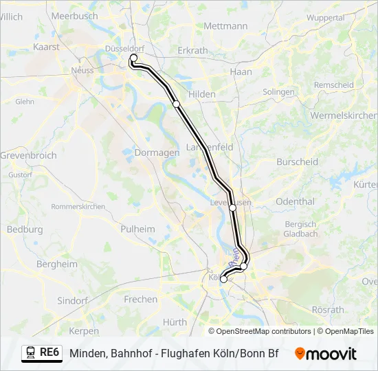 Поезд RE6: карта маршрута