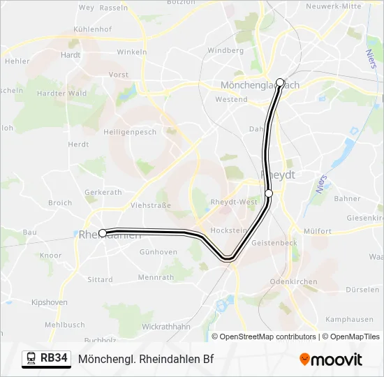 Bahnlinie RB34 Karte