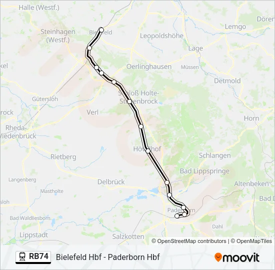 Bahnlinie RB74 Karte