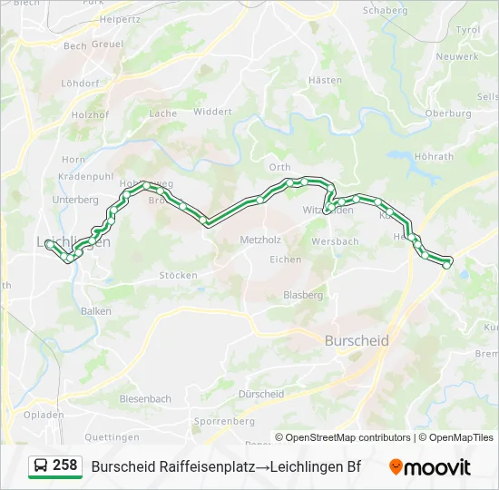 Buslinie 258 Karte