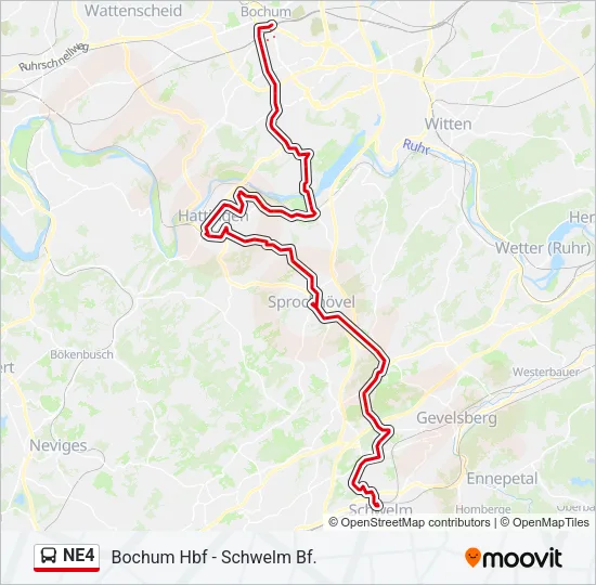 NE4 Bus Line Map