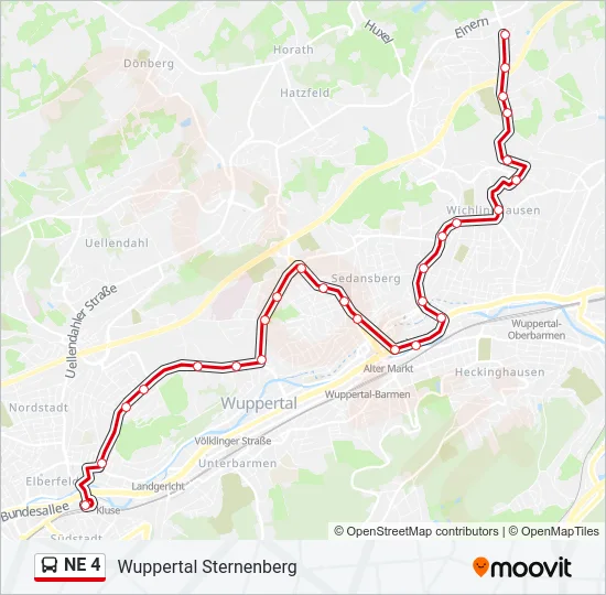 NE 4 Bus Line Map