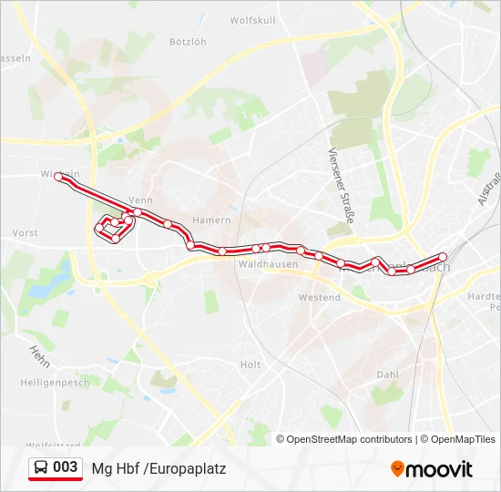 Автобус 003: карта маршрута