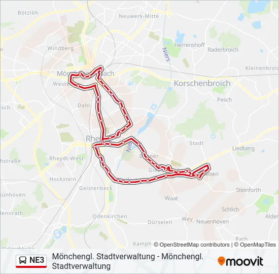 NE3 Bus Line Map