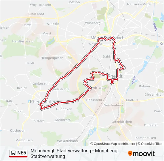 NE5 Bus Line Map