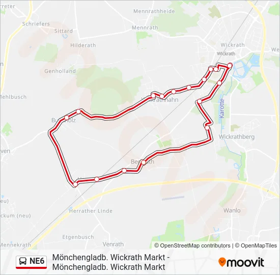 Автобус NE6: карта маршрута
