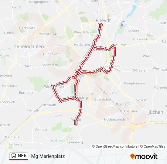 NE6 Bus Line Map