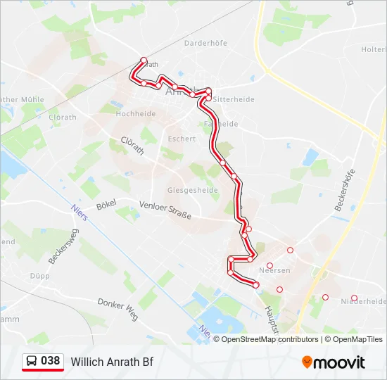 038 Bus Line Map