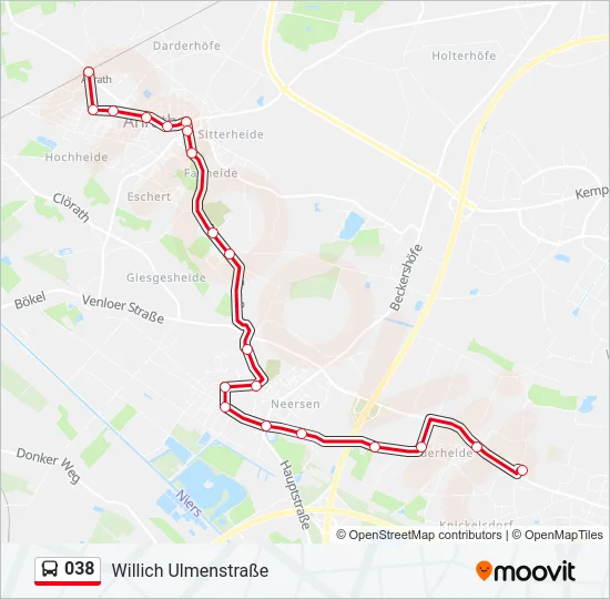 038 Bus Line Map