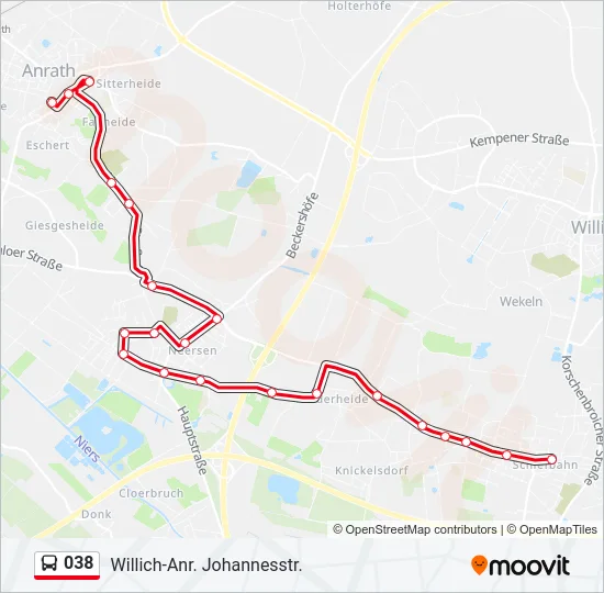 038 Bus Line Map