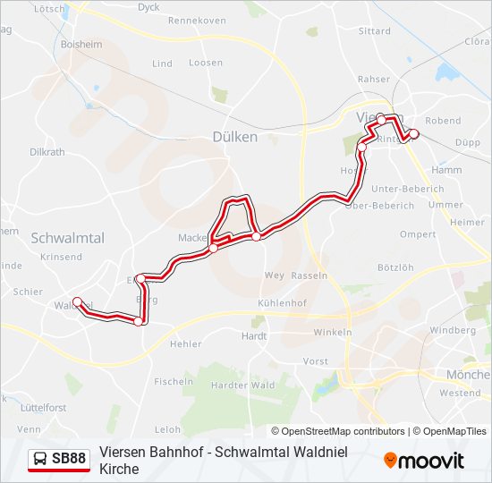 Buslinie SB88 Karte