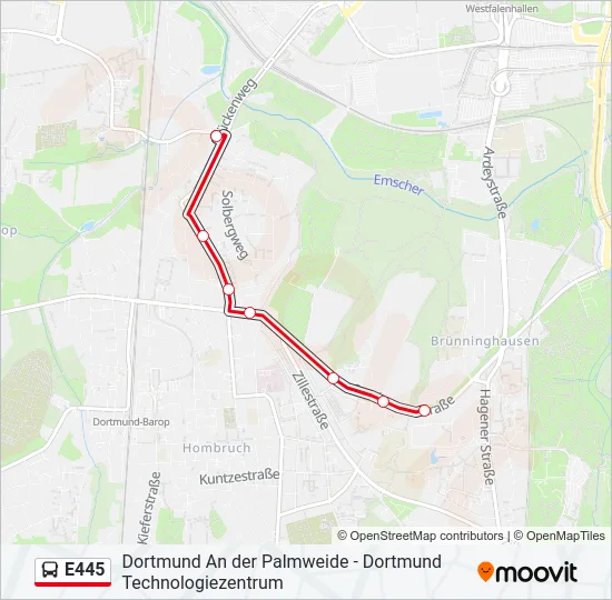 E445 Bus Line Map