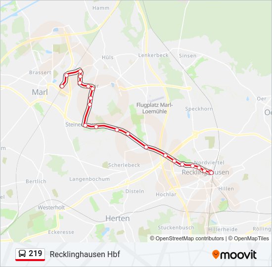 219 bus Line Map