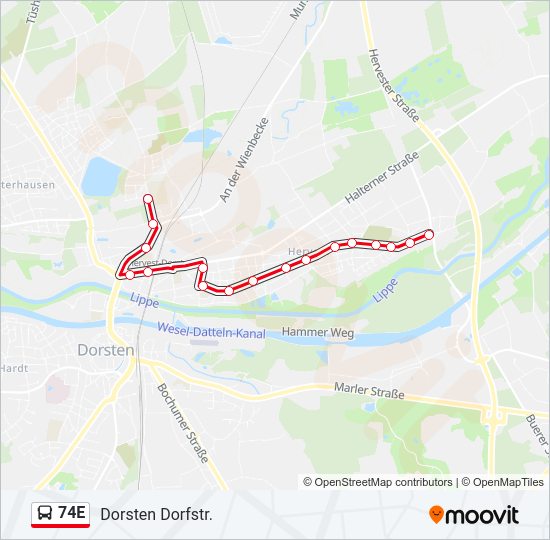 74E bus Line Map