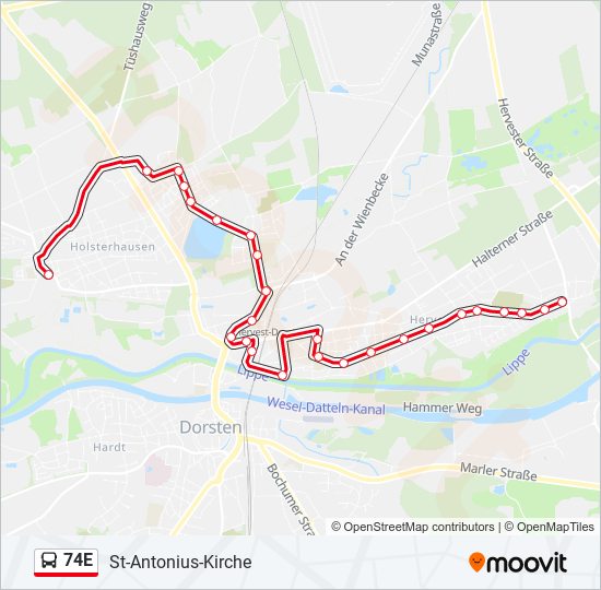 74E bus Line Map