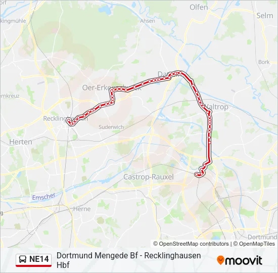 NE14 Bus Line Map