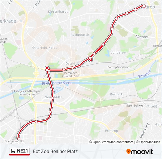 NE21 bus Line Map